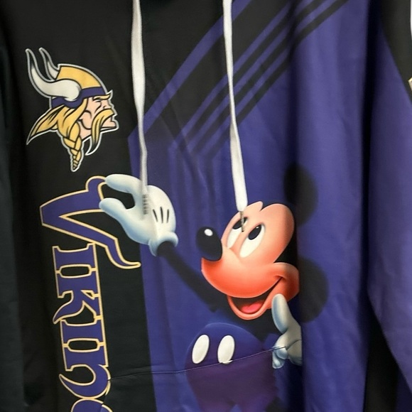 Minnesota Vikings Mickey Mouse 3D Hoodie‎ NFL Sweatshirt Unisex L - Picture 8 of 14